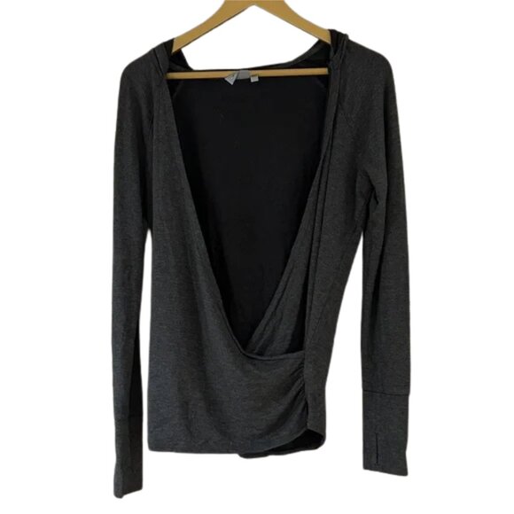 Athleta Tops - Athleta Gray Wrap Front Hooded Top Long Sleeve Athleisure Lightweight